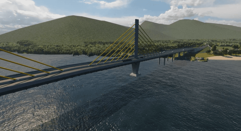 Construção da Ponte de Guaratuba em andamento